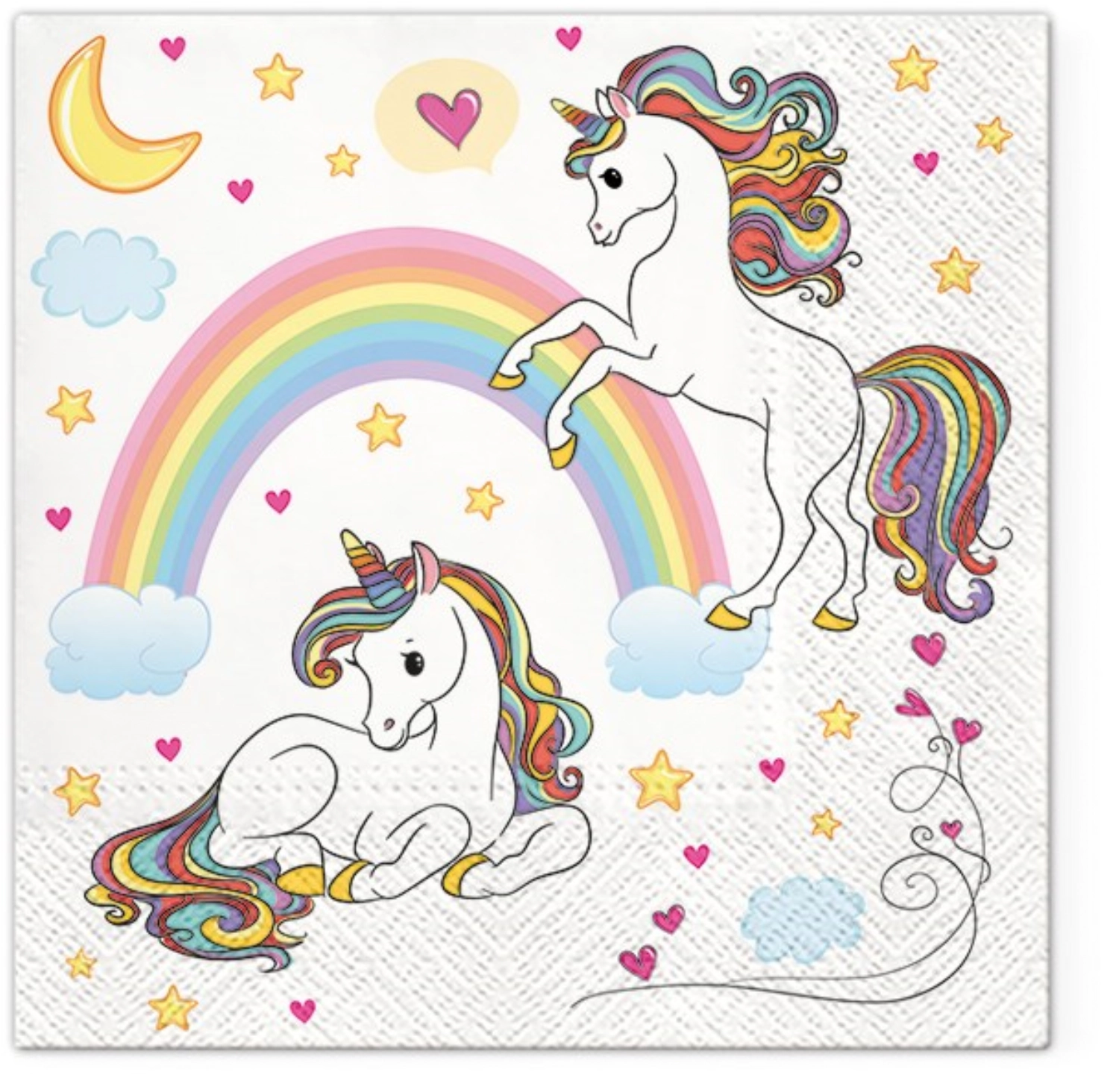 Serviettes lunch 20x rainbow party, 33x33cm