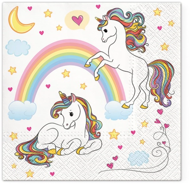 Serviettes lunch 20x rainbow party, 33x33cm