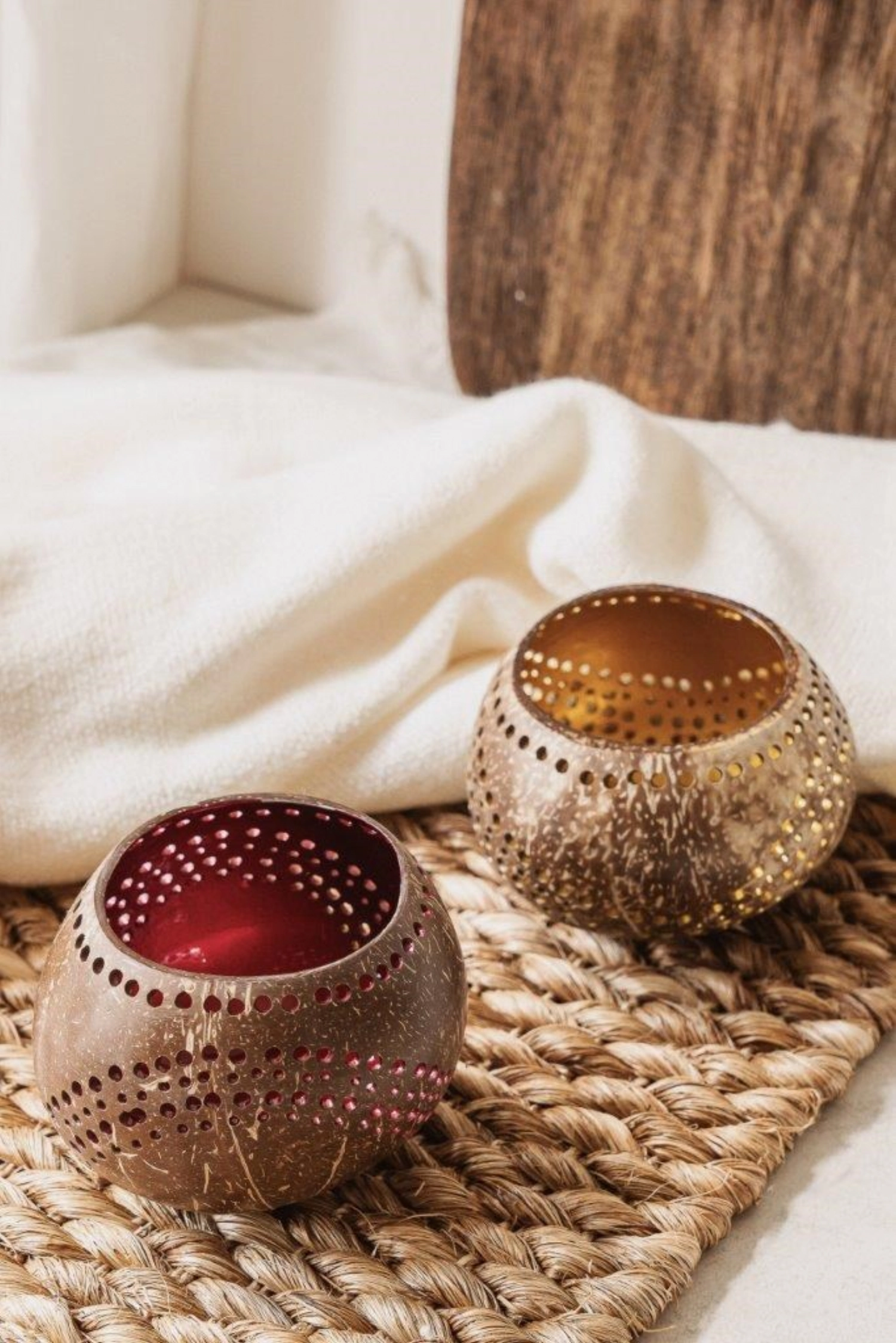 Porte-bougie à chauffe-plat Noix de coco