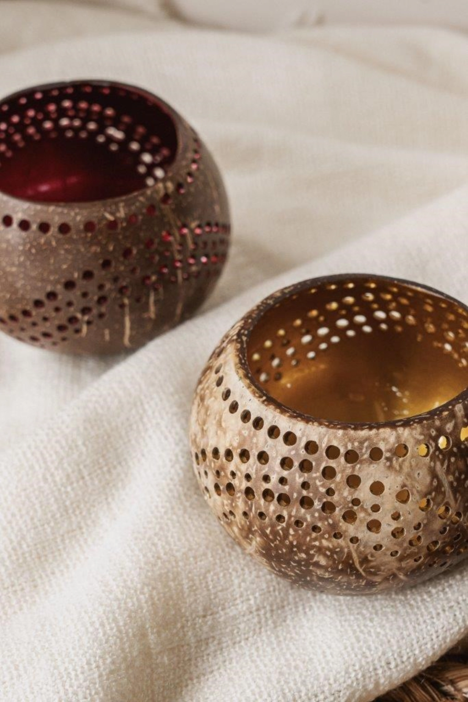 Porte-bougie à chauffe-plat Noix de coco