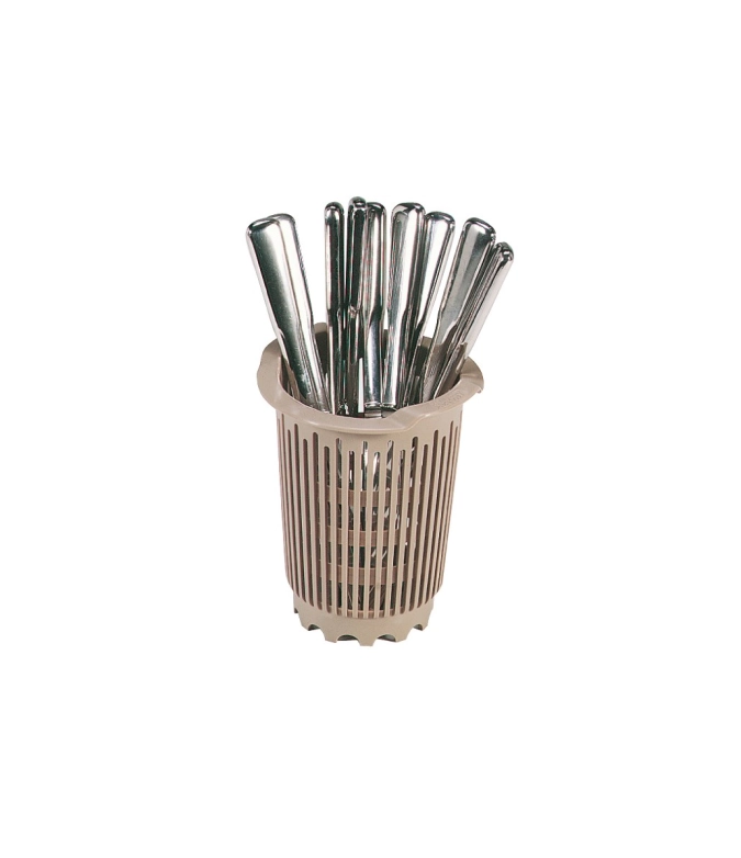 Panier à couverts rond D11.4cm H14.3cm beige