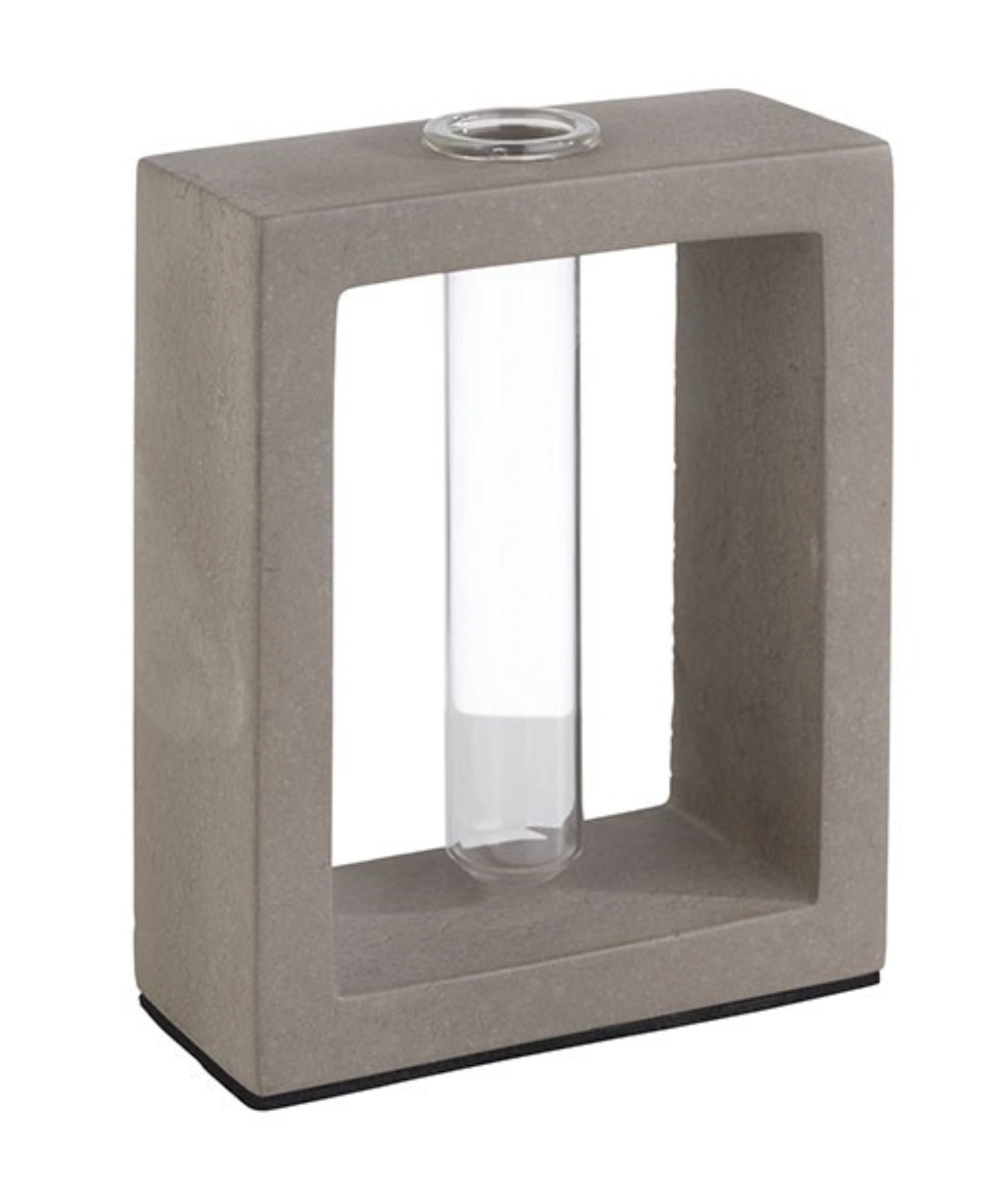 Blumenvase mit Glas Einsatz 10x4,5cm H12,5cm Beton