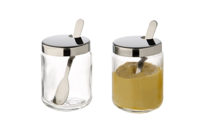 2er Set Senftöpfchen inkl. Deckel und Löffel, D5cm H6cm