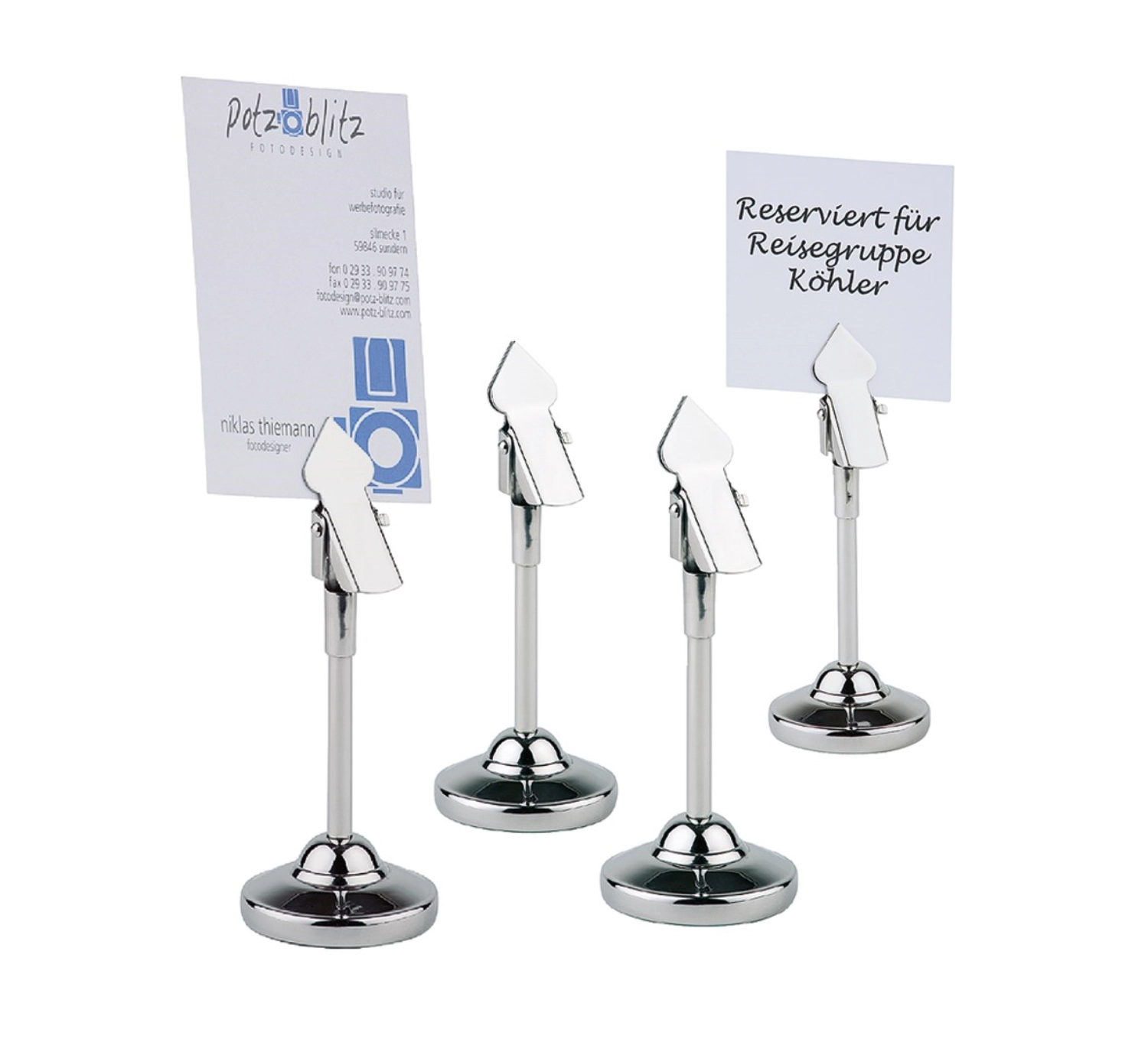 4er Set Kartenhalter H10cm, Edelstahl