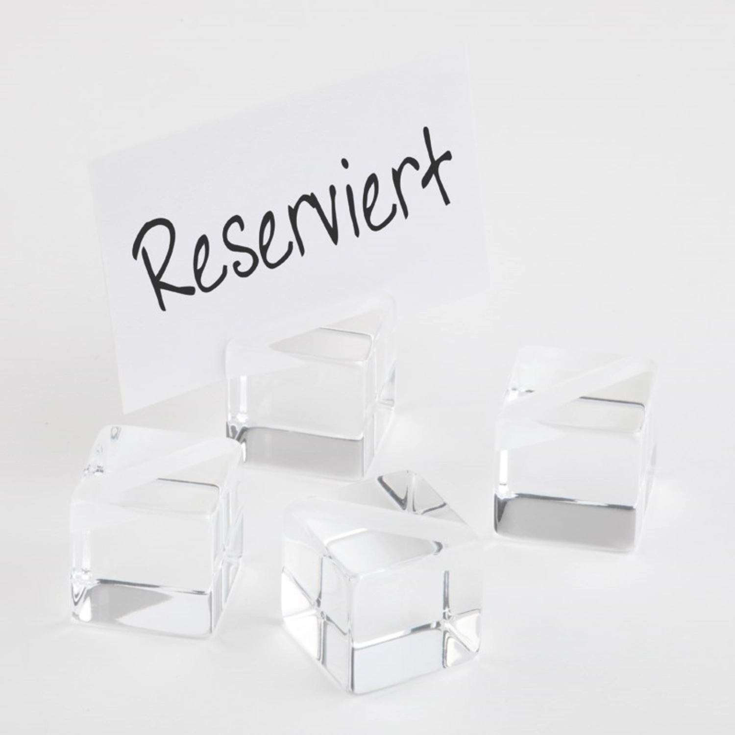 4er Set Kartenhalter Würfel 3x3x3cm, inkl. 20 Kärtchen