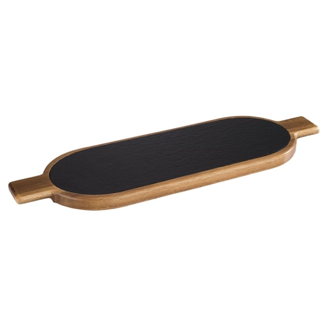 Servierbrett 2-teilig 40x15cm H2cm, Akazie/Schiefer