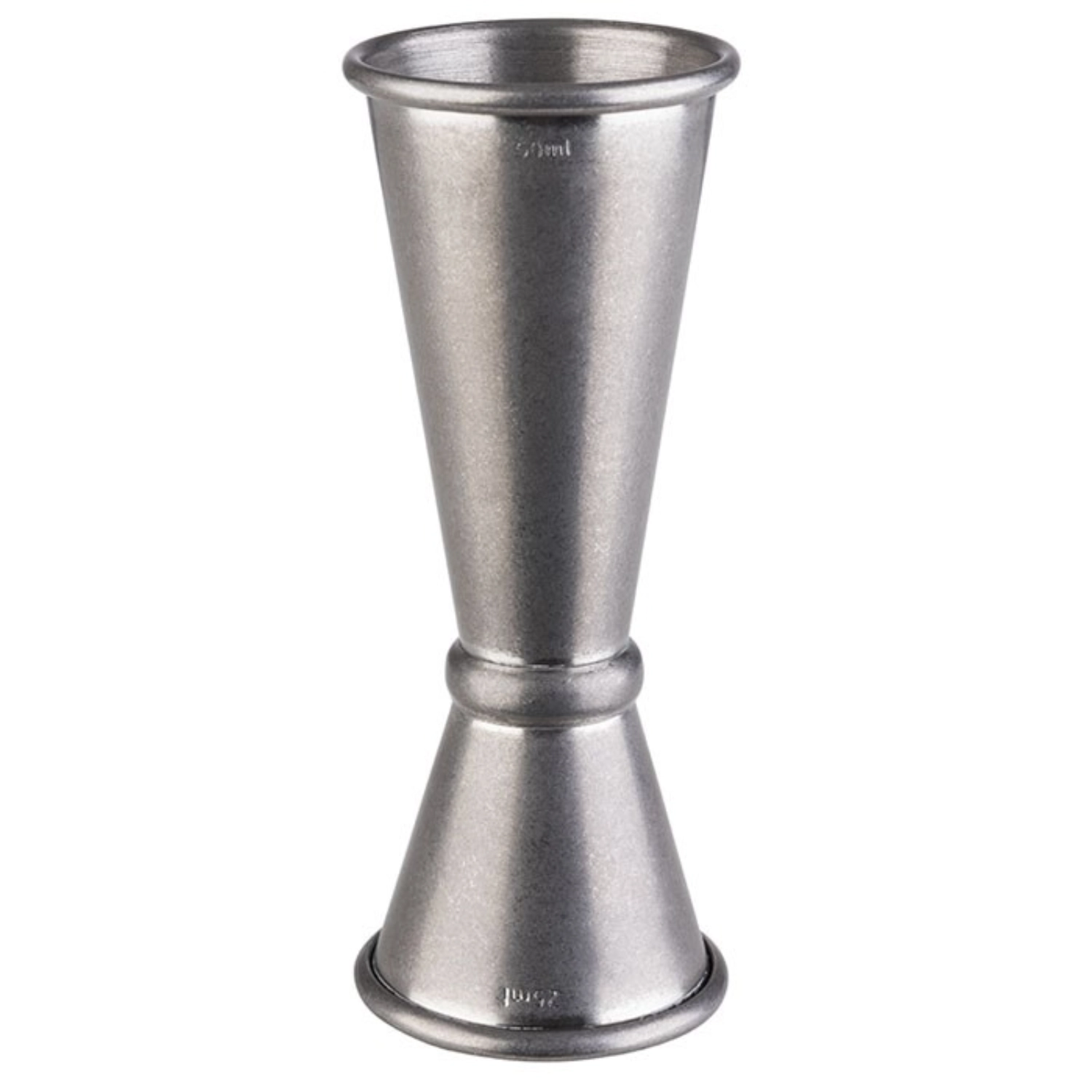 Kippmass 1,5/2,5/3,5/5cl Antik-Edelstahl Look D4cm H11cm