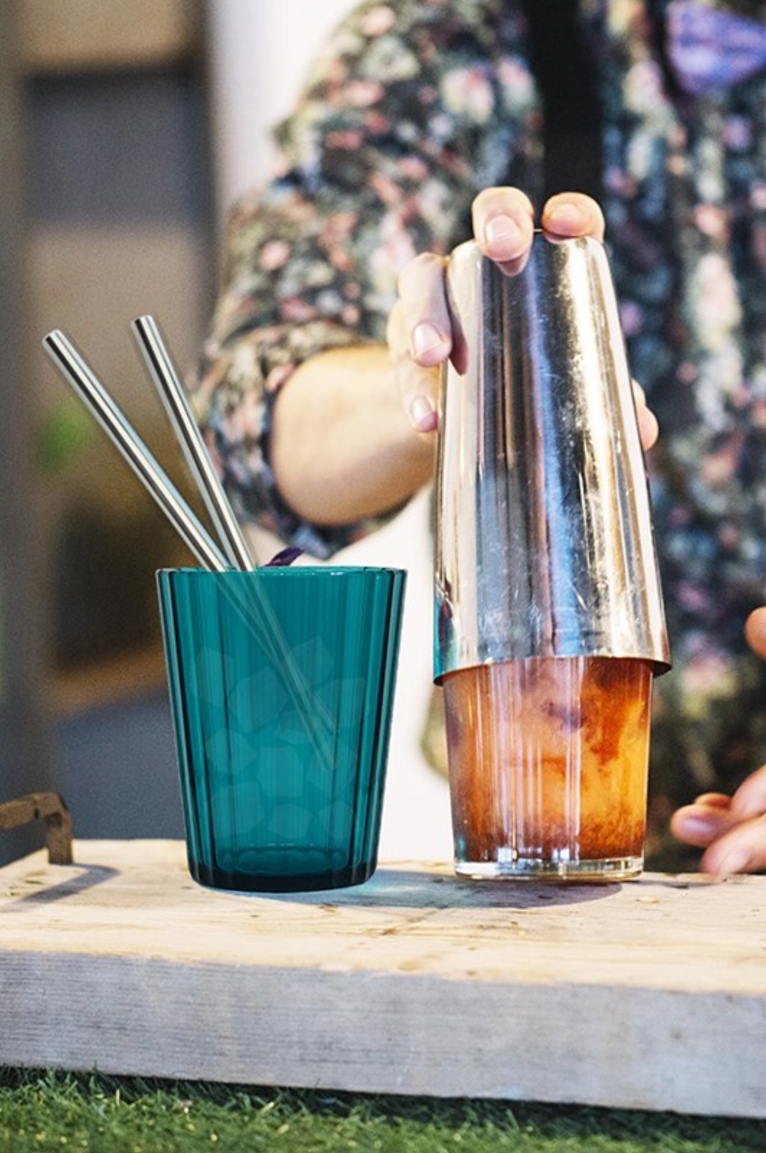 Set de 2 verres en acrylique 350ml, turquoise