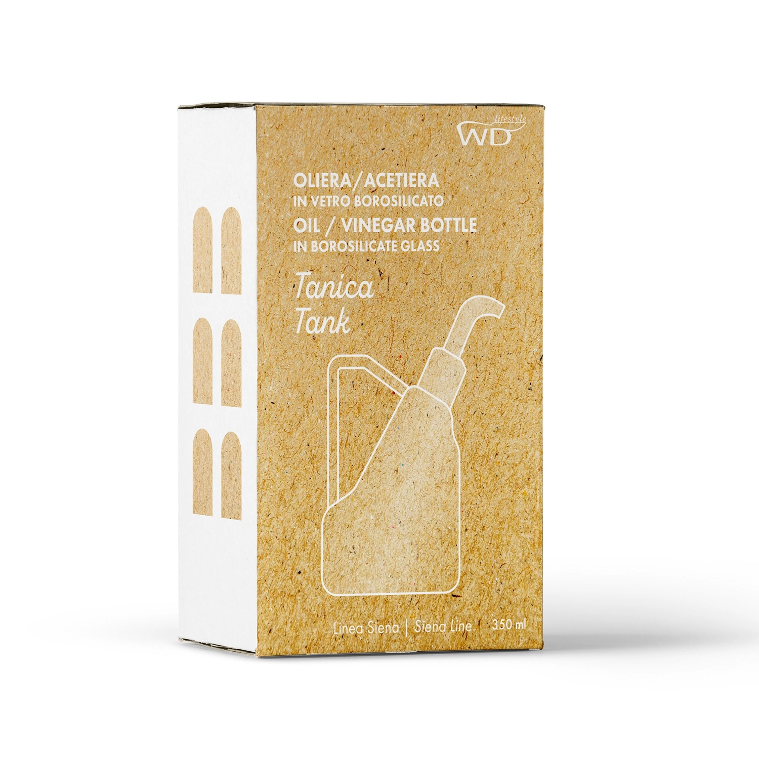 Oel-/Essigglas aus Borosilikatglas 350 ml Form eines Tanks