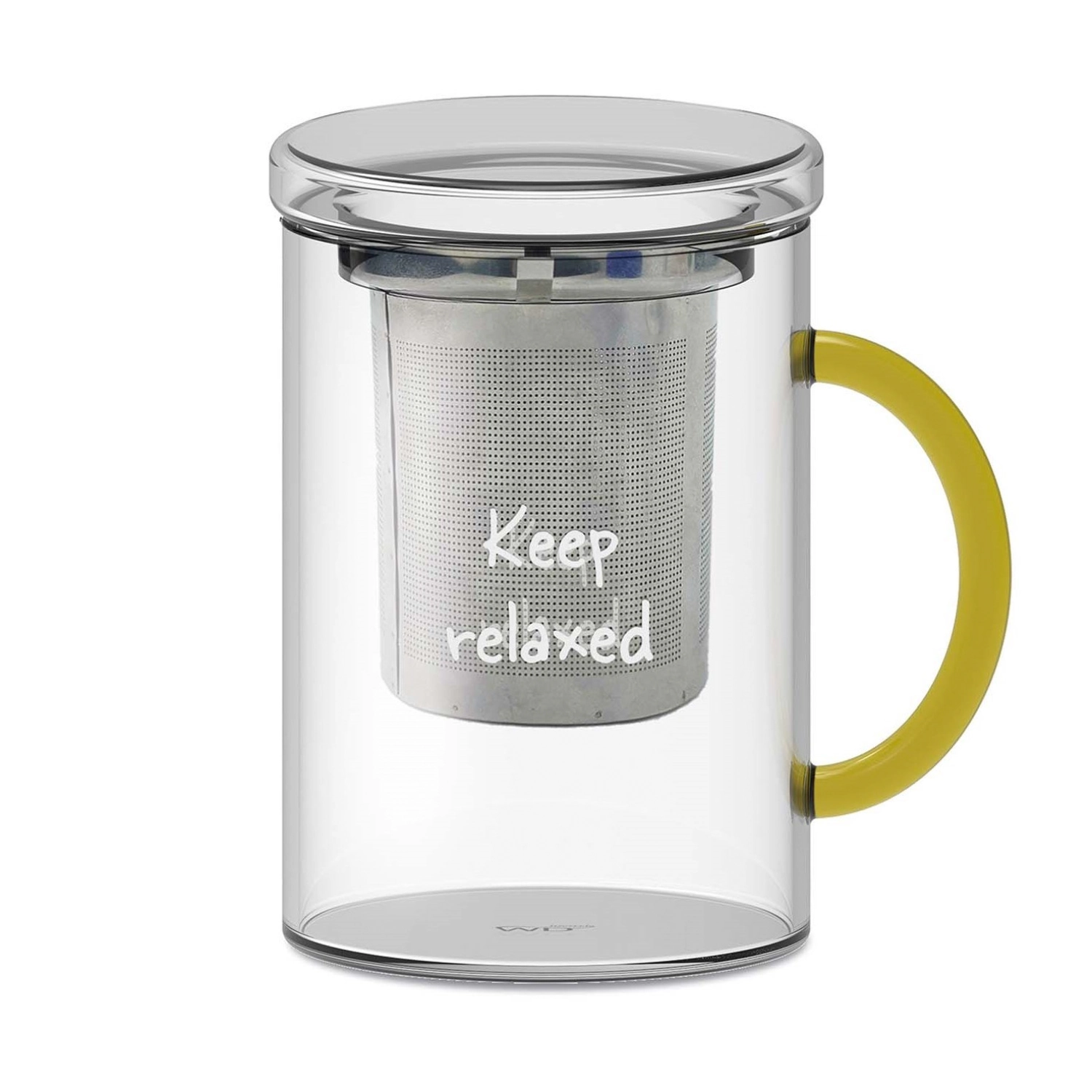 Théière jaune verre borosilicaté a. filtre inox 420ml