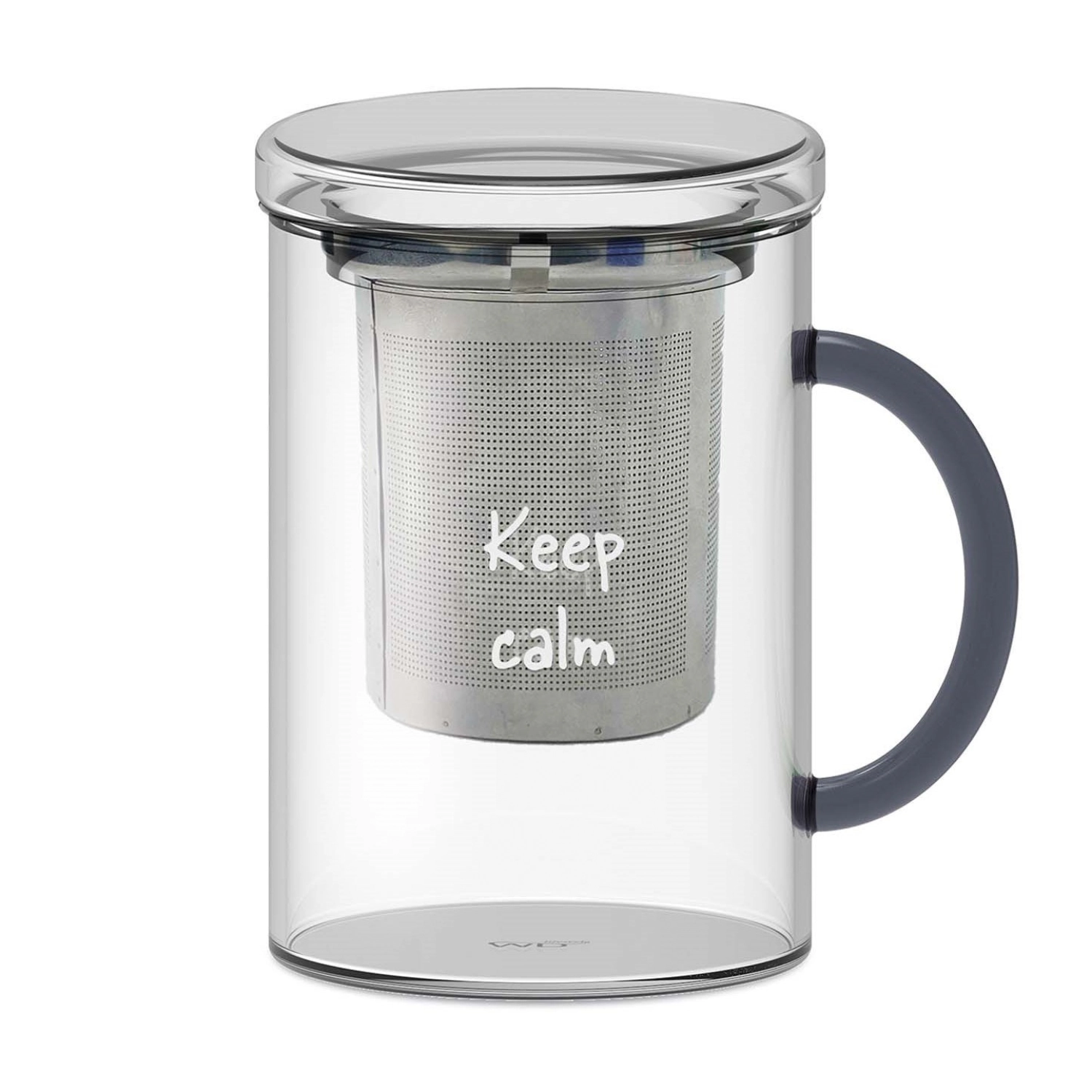 Théière grise verre borosilicaté a. filtre inox 420ml