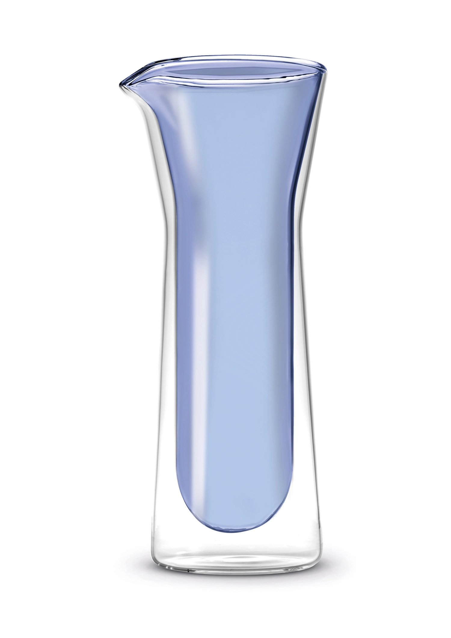 Carafe en verre double bleu, 800ml