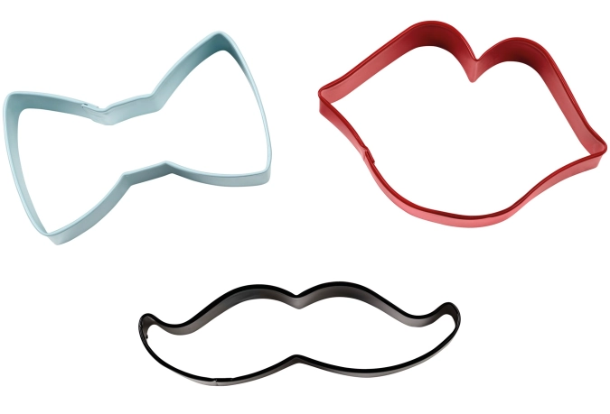 3er Set Ausstechformen, Lippe/Schnauz/Fliege