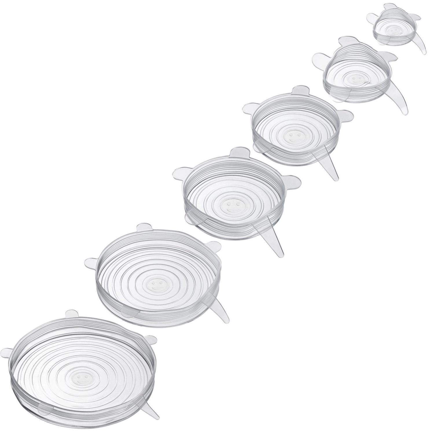 Set de 6 couvercles de conservation en silicone round