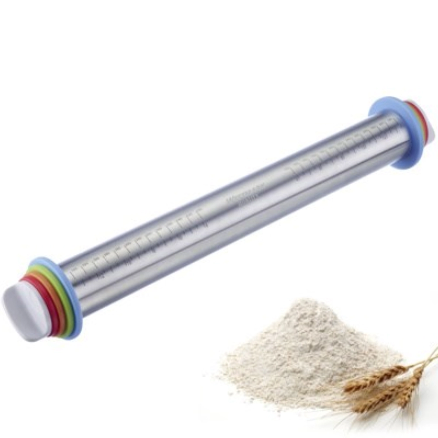 Rouleau à pâtisserie en bois avec 4 anneaux d'écartement