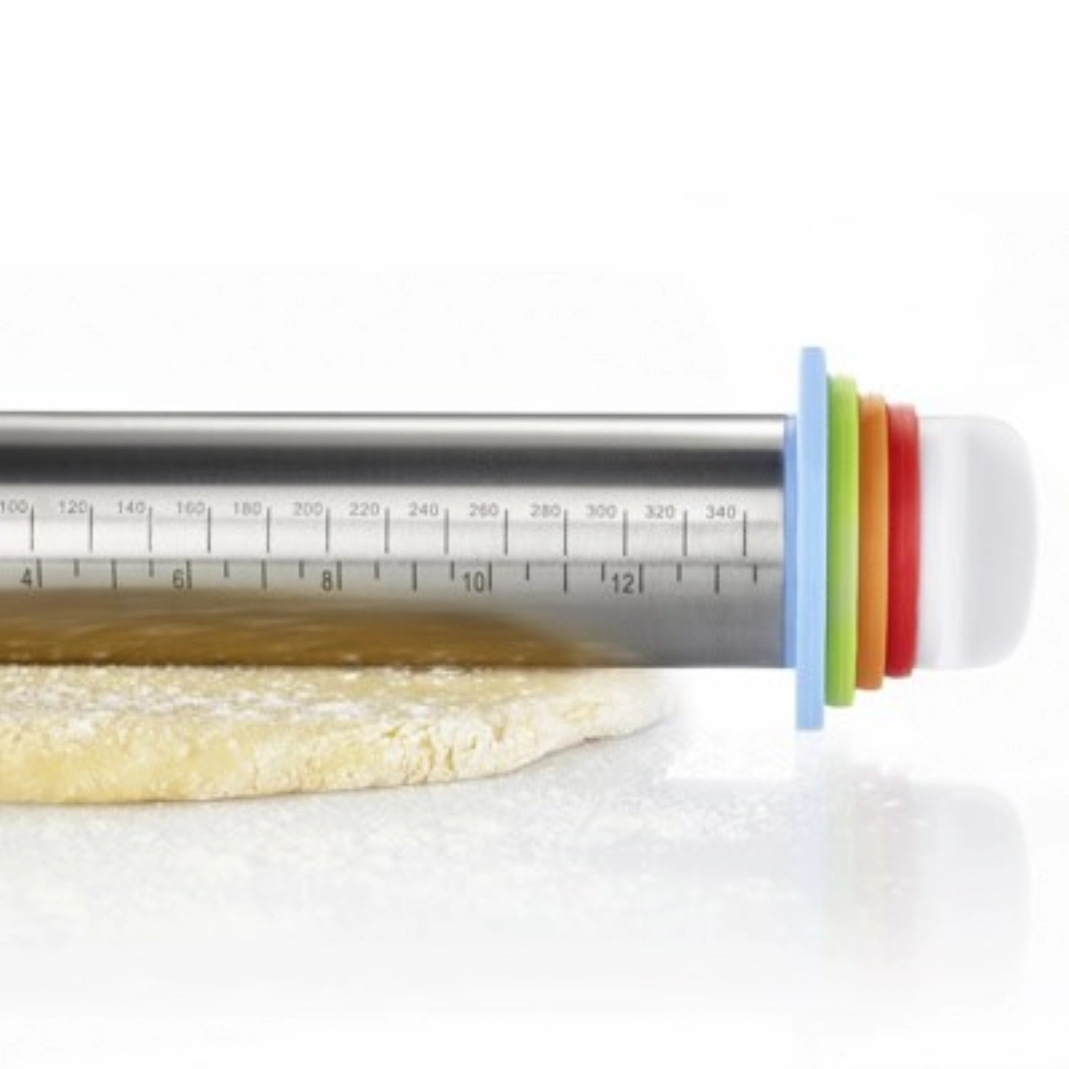 Rouleau à pâtisserie en bois avec 4 anneaux d'écartement