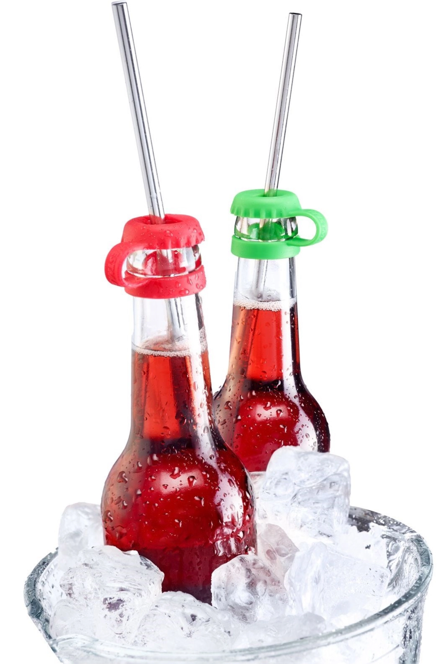 Set de 4 bouchons en silicone avec fente pour pailles