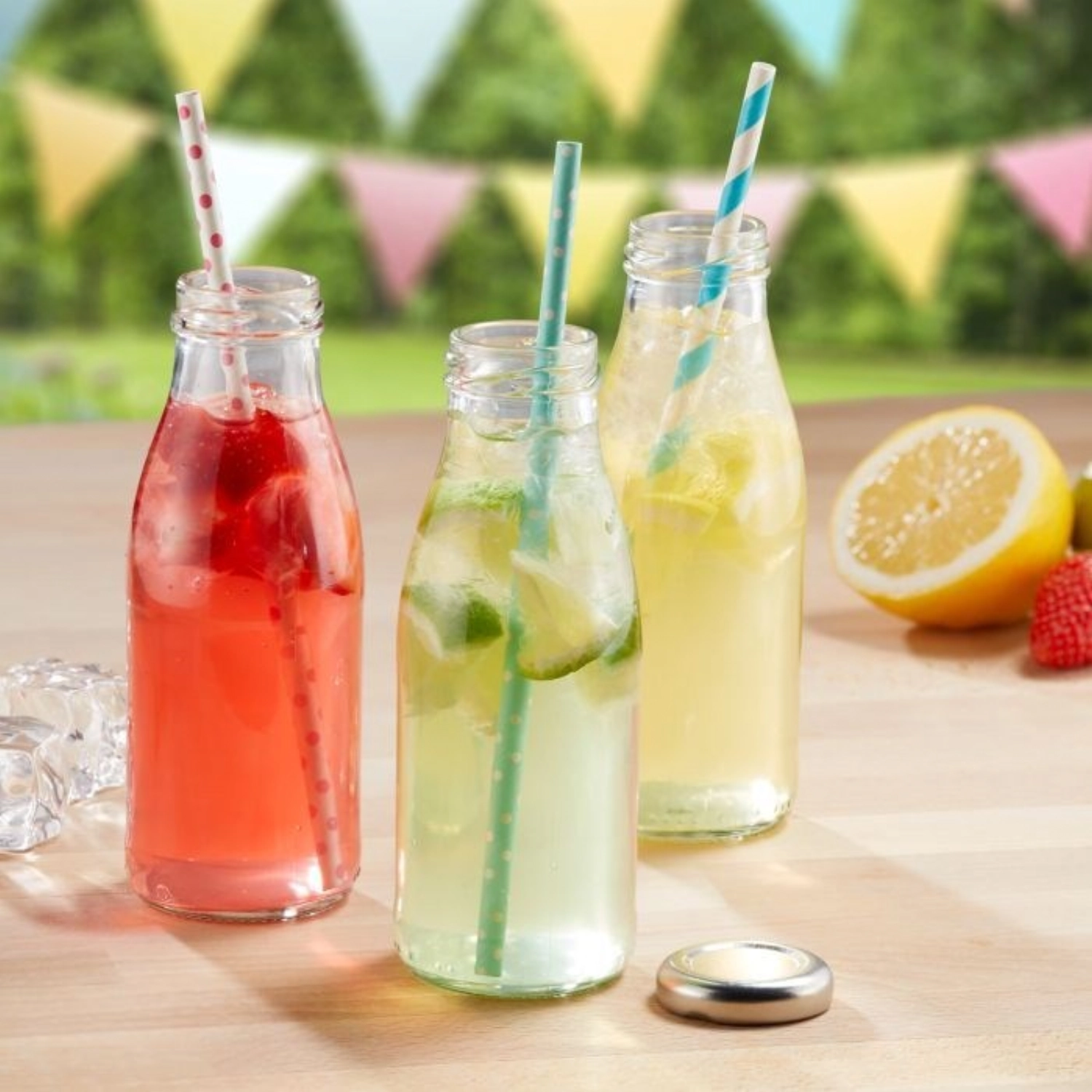 50 pailles en papier, bleu-blanc, 19,7cm, 50 sb