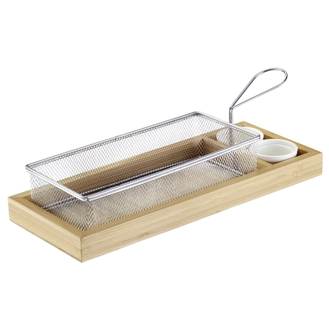 4-tlg. Set Servierkörbe mit Bambus-Tray und Tapa Schälchen