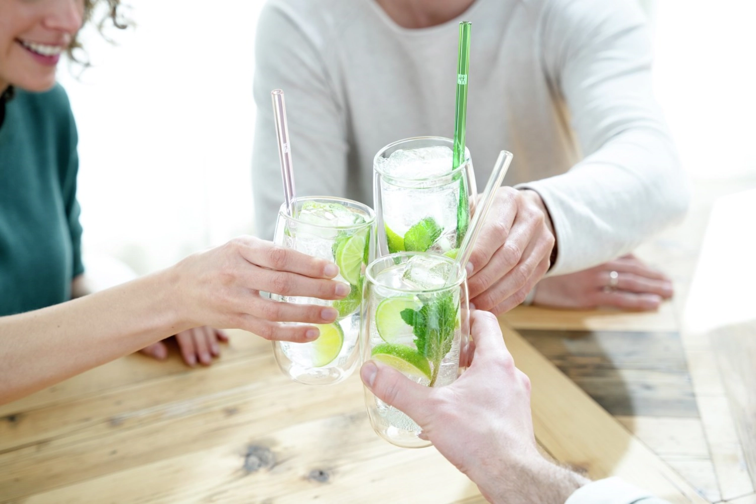 4er Set Glas Strohhalme