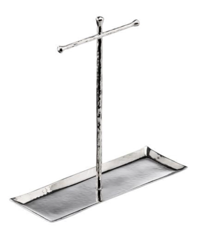 Porte-pince,, acier inoxydable, martelé, 27.5x9.5x28cm