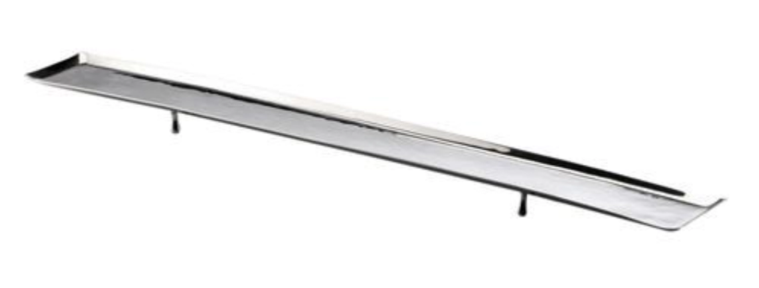 Plateau a. pieds, acier inoxydable, martelé, 66x8x3cm