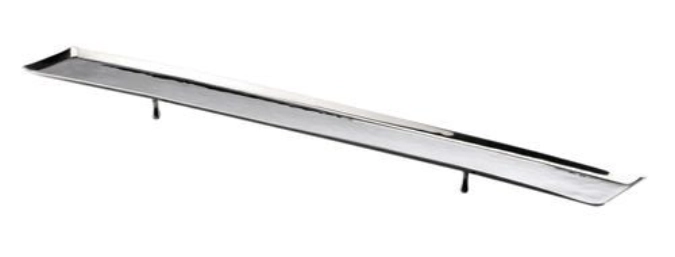 Plateau a. pieds, acier inoxydable, martelé, 66x8x3cm