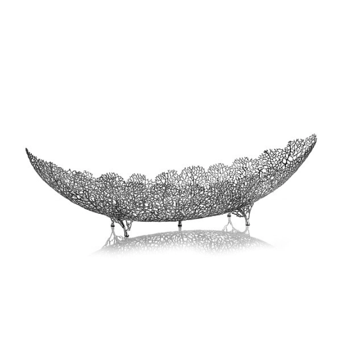 REEF Schale/Korb lang, Zinnlegierung, 100x24x30cm