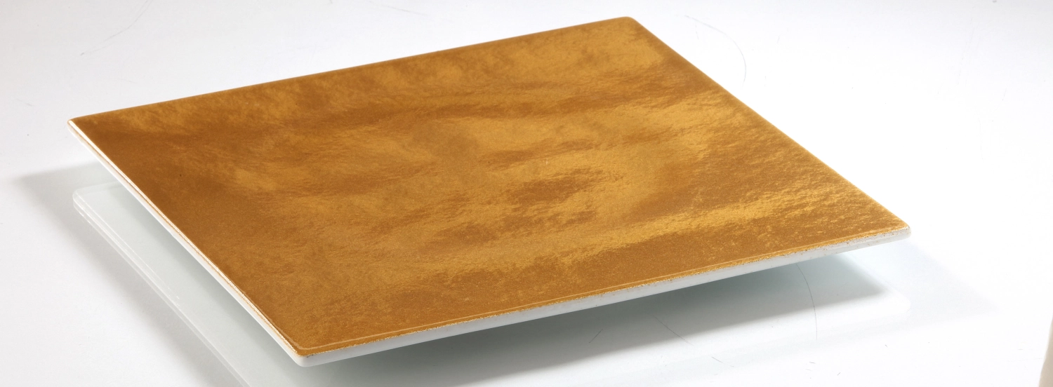 ORO79 Platte/Teller, weiss/goldf., 26.5x26.5x1.5cm
