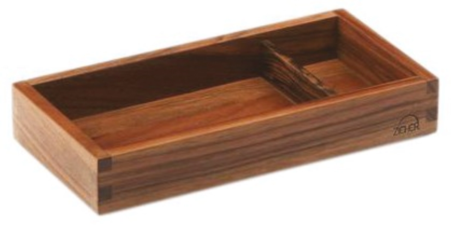 SOLID Box mit Unterteilung Walnuss-Massivholz, 24.4x12.4x4cm