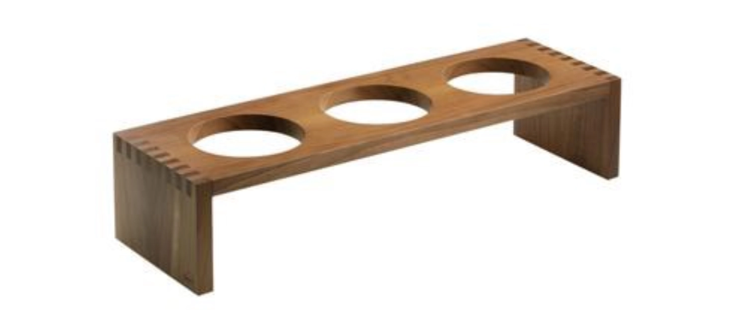 SOLID Brücke mit 3 Löchern, Walnuss-Massivholz, 54x17x12cm
