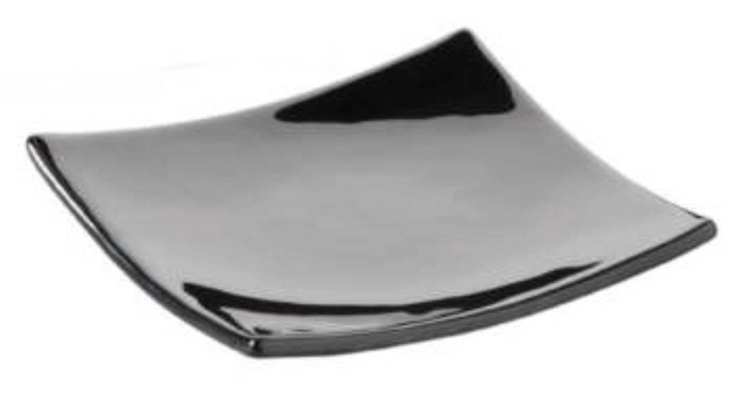 12er Set Glas-Miniaturteller flach, schwarz, 10x10cm