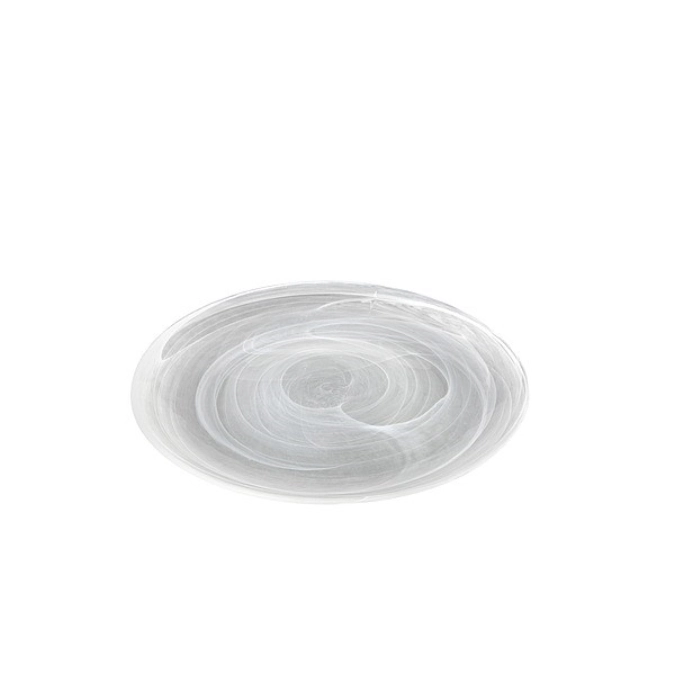 Lot de 6 assiettes en verre UNIQUE, marbrées/satinées, D21cm