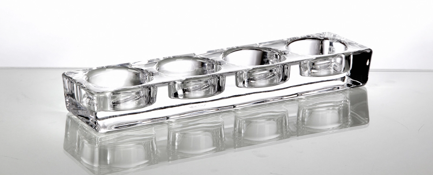 6er Set Glas-Tablett 4-Loch, klar