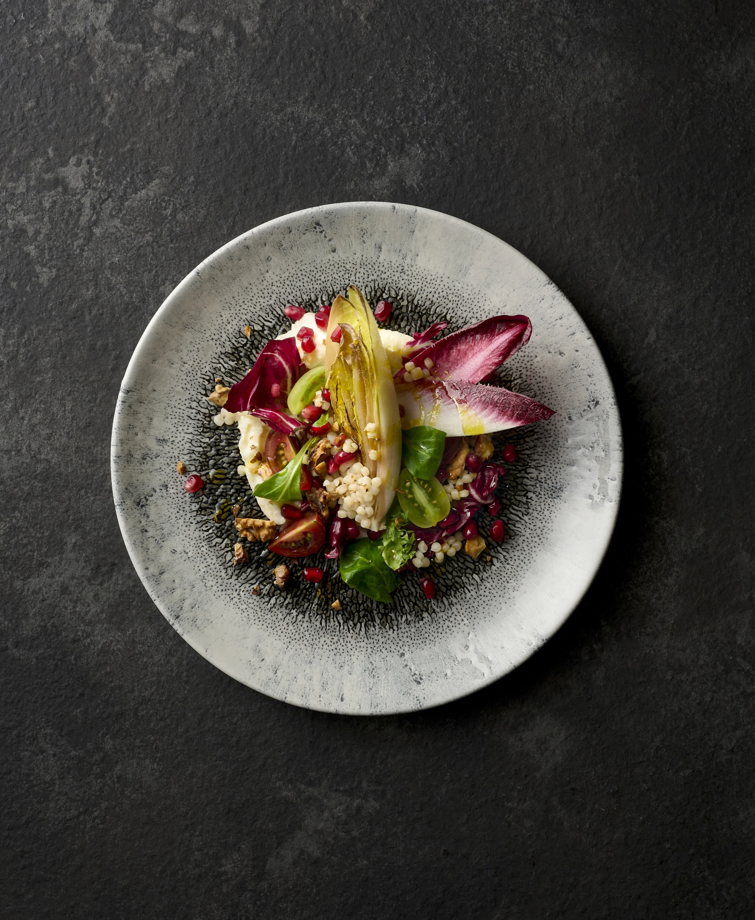 S.P. Fusion Quartz Black Assiette plate gaufrée