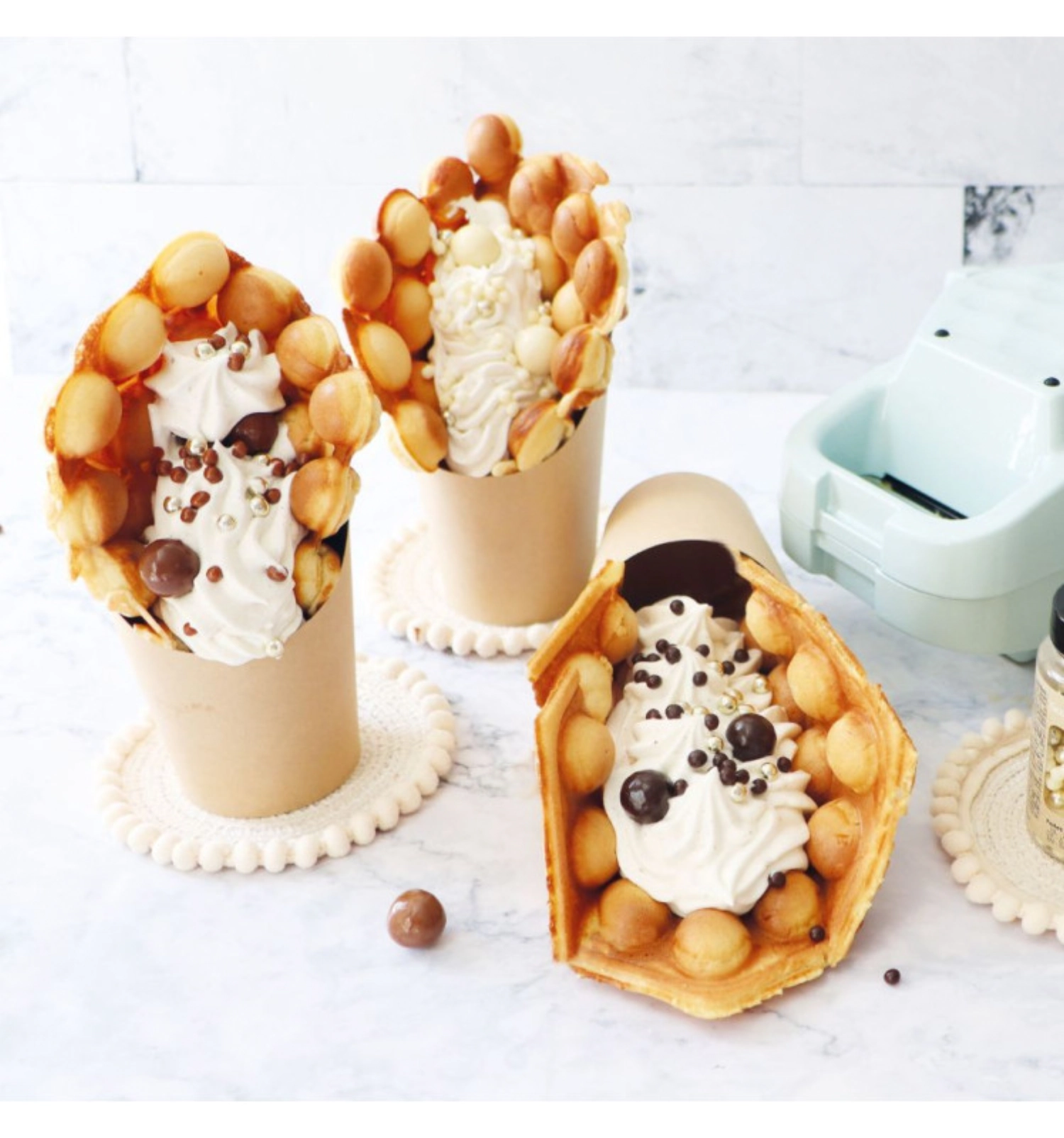 6er Set Bubble-Waffle und Churro Becher