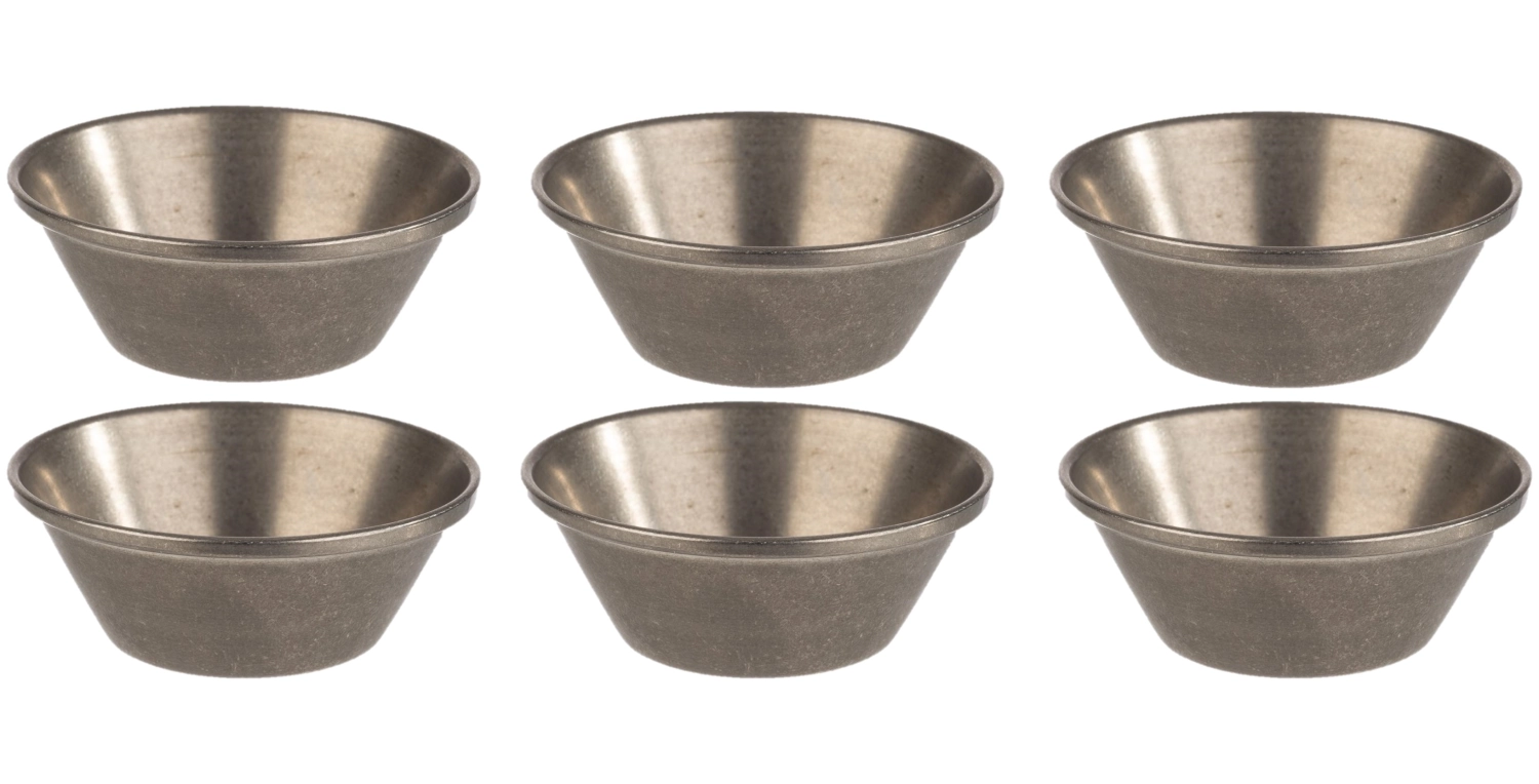 6er Set Dipschälchen D6cm H2.5cm, Edelstahl, Antik grau