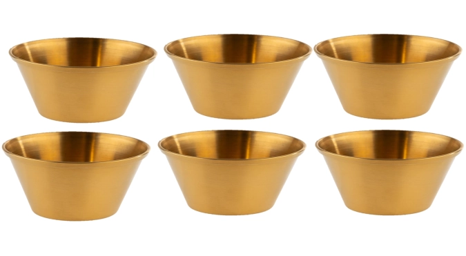 Lot de 6 coupelles à dip D6cm H2.5cm, acier inoxydable, or a