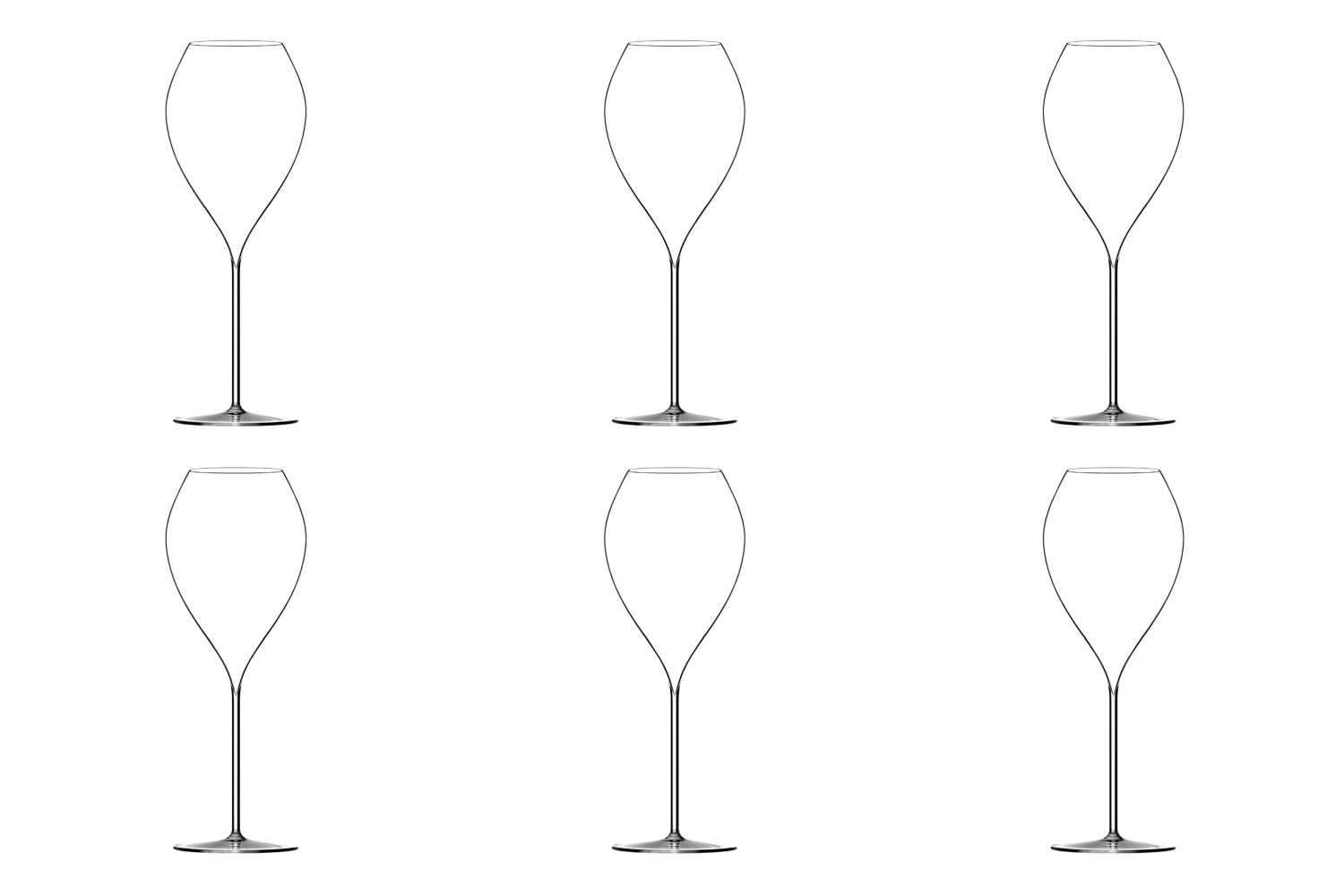 6er Set P. Jamesse Grand Champagnerglas mundgeblasen