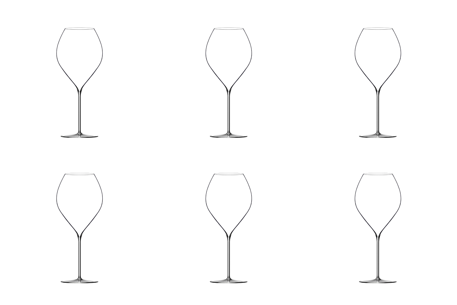 6x verres à vin rouge jamesse grand rouge 70cl soufflés