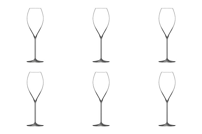 6er Set P. Jamesse Initial Champagnerglas