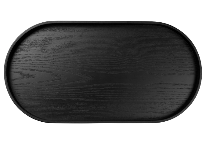 Wood plateau en bois ovale noir