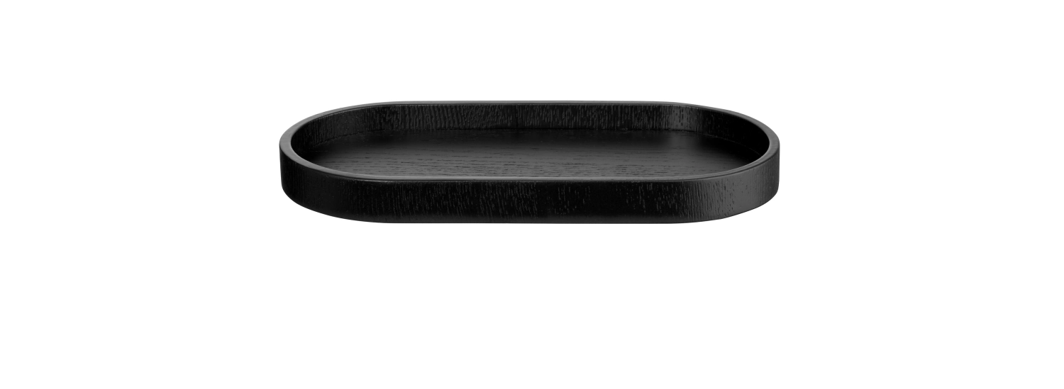 Wood plateau en bois ovale noir