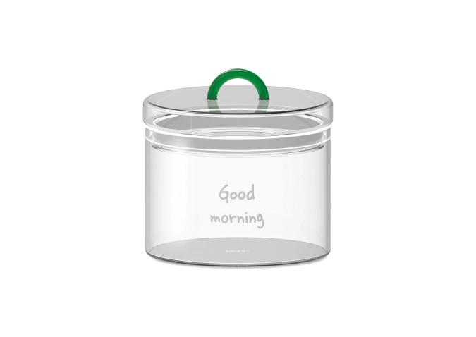Verre à provisions en verre borosilicaté, 1.4l, Good Morning