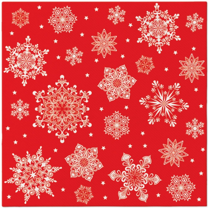 Servietten Dinner 50x Schneeflocke rot, 40x40cm