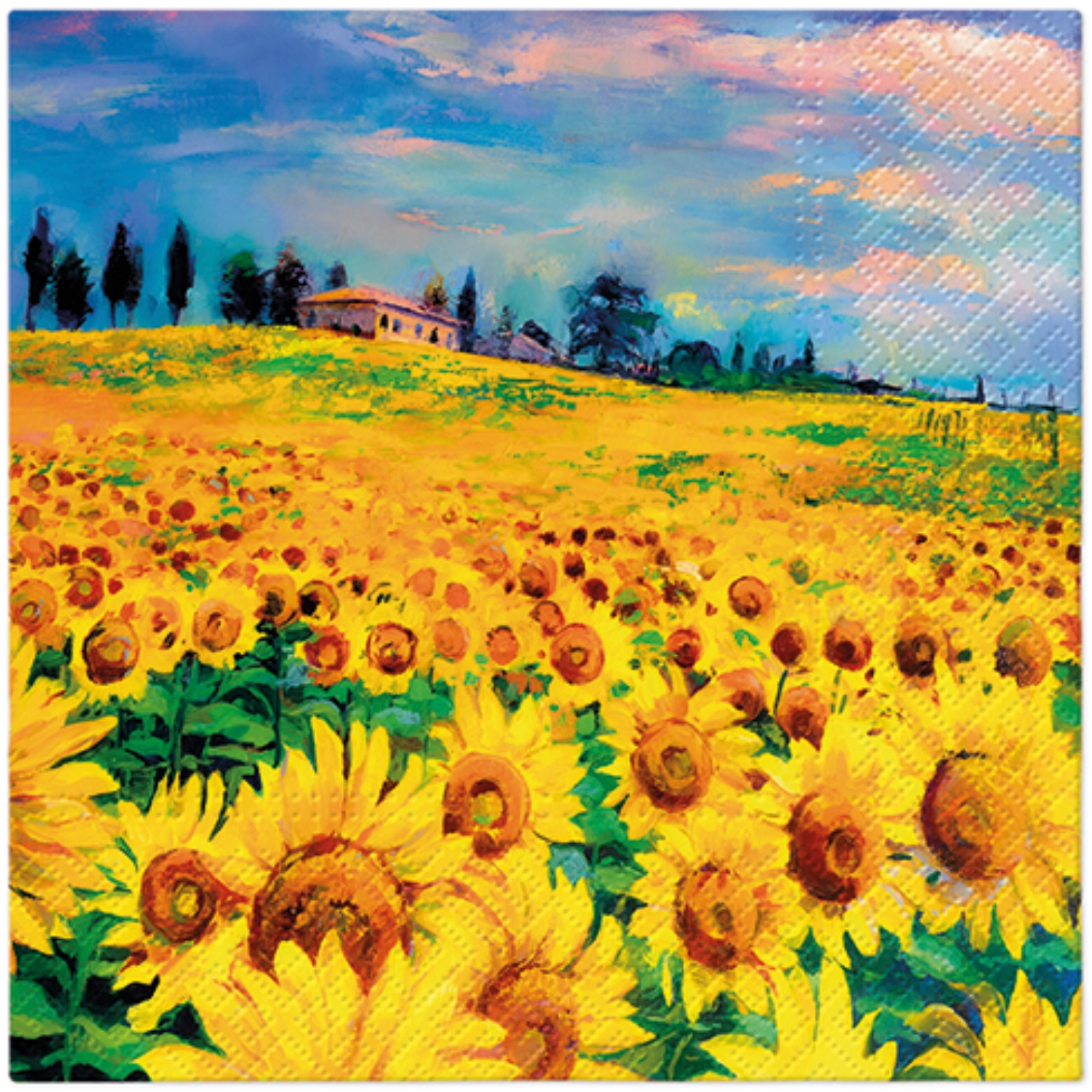 Serviettes de table Lunch 20x Painted Sunflowers, 33x33cm