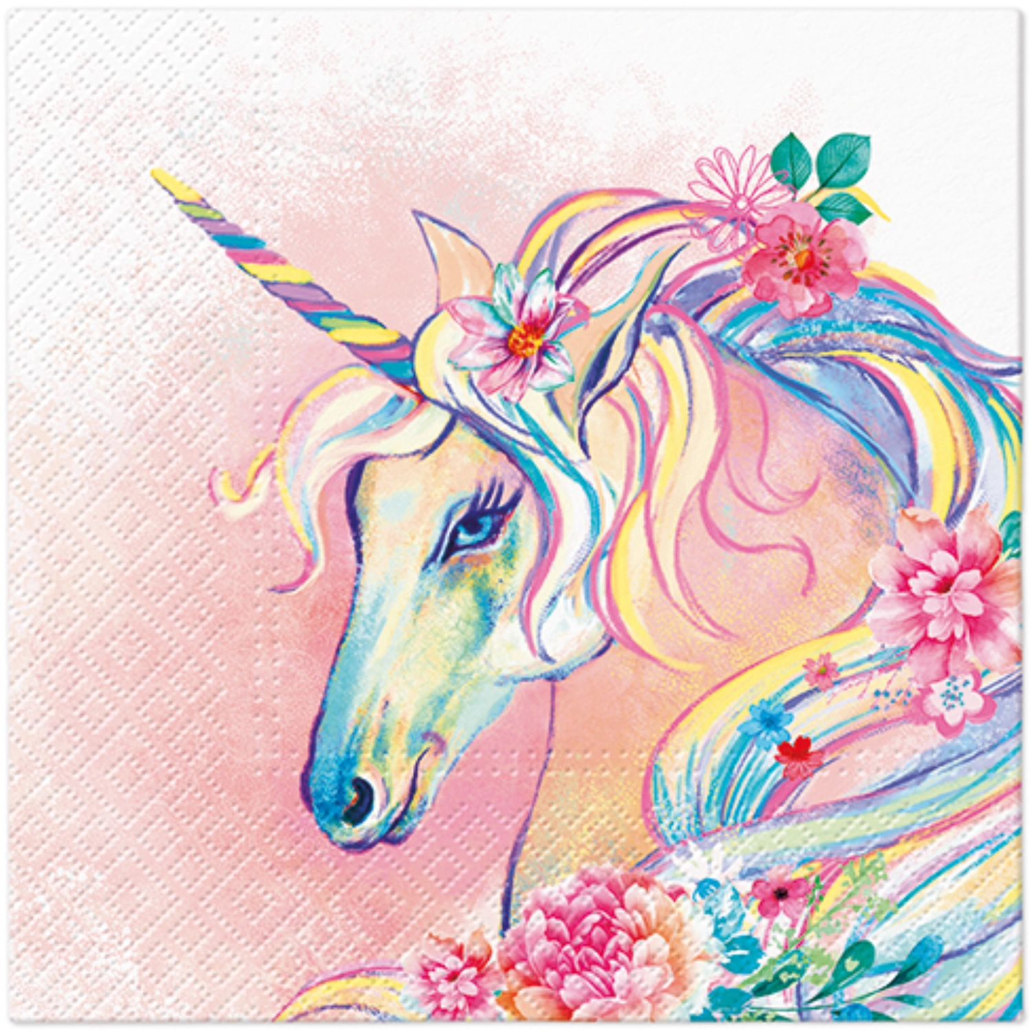Servietten Lunch 20x Unicorn flower head, 33x33cm