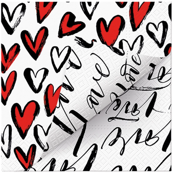 Serviettes Lunch 20x double design Fall in Love, 33x33cm