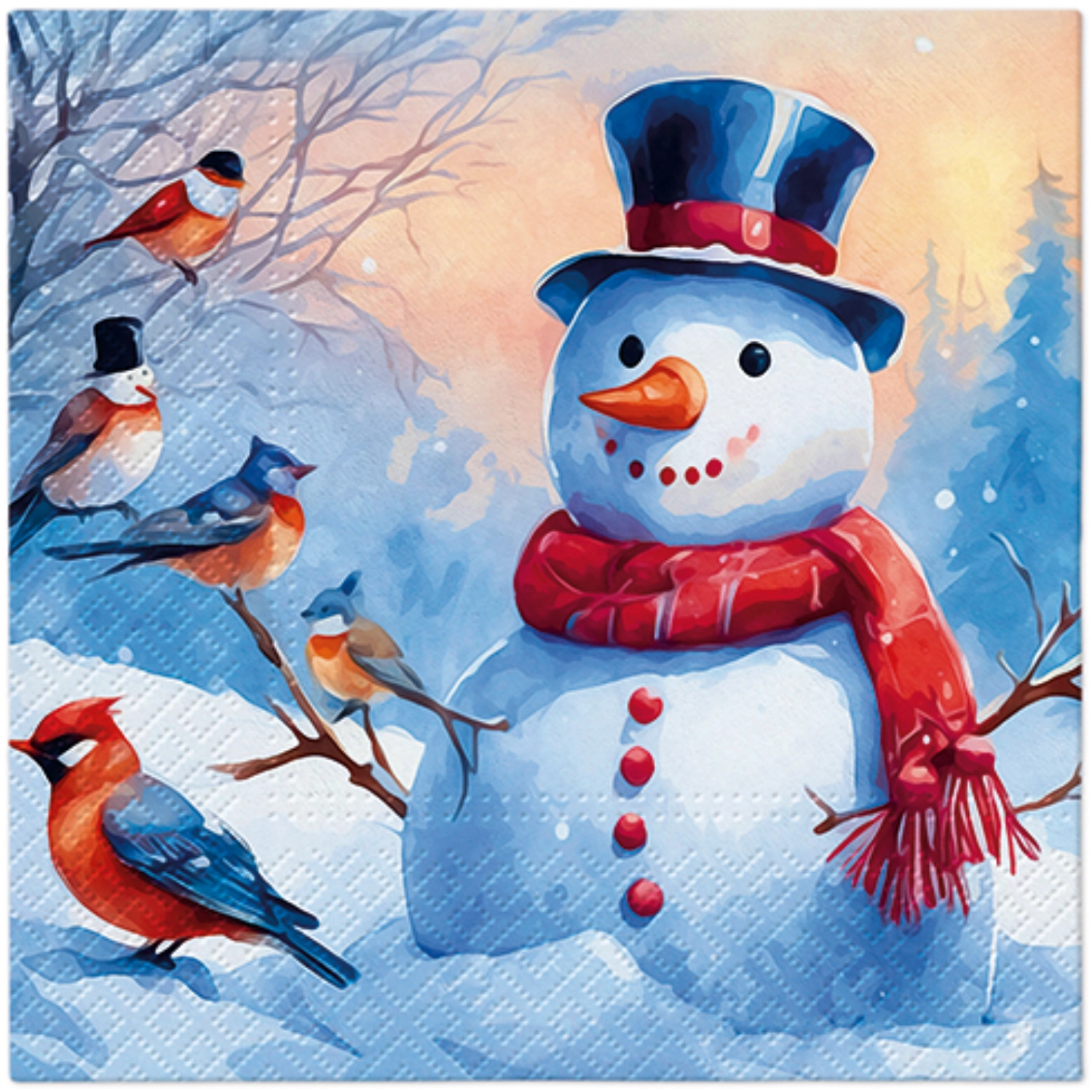 Serviettes de table Lunch 20x Distinctive Snowman, 33x33cm
