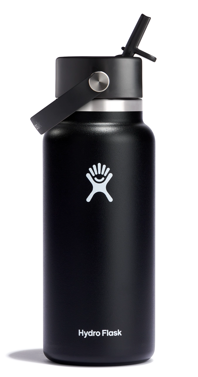 Trinkflasche Wide Flex Deckel mit Strohhalm